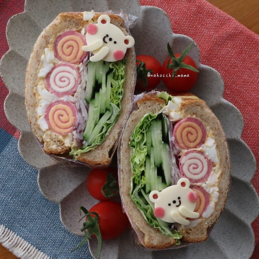くるくる可愛い萌断ハムチーズサンドイッチの画像