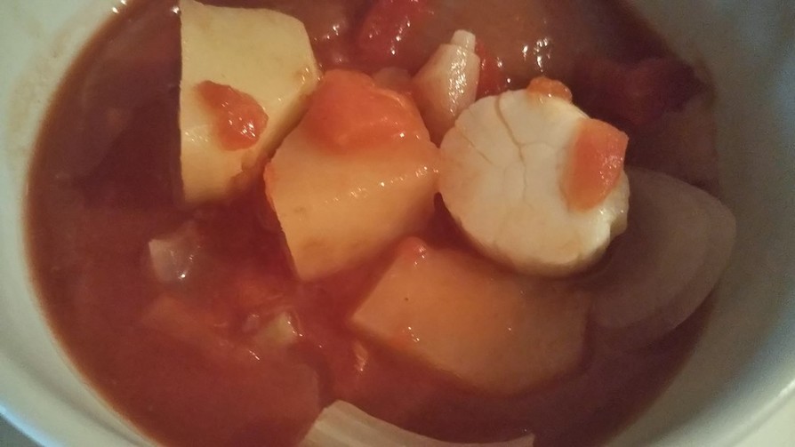 片手鍋30分⭐️トマト味ジャガイモスープの画像