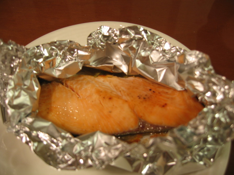 オーブントースターで鮭のホイル焼きの画像