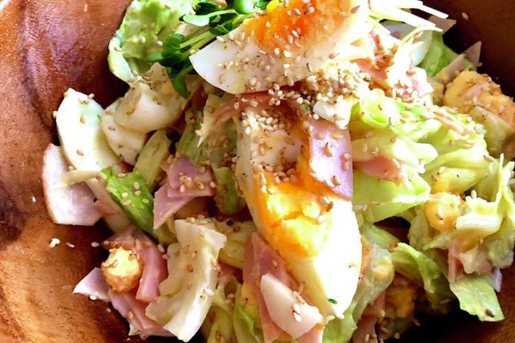 材料3つ キャベツ茹で卵の味噌マヨサラダ レシピ 作り方 By はらぺこーな クックパッド