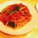 小松菜とベーコンのトマトソースパスタ　