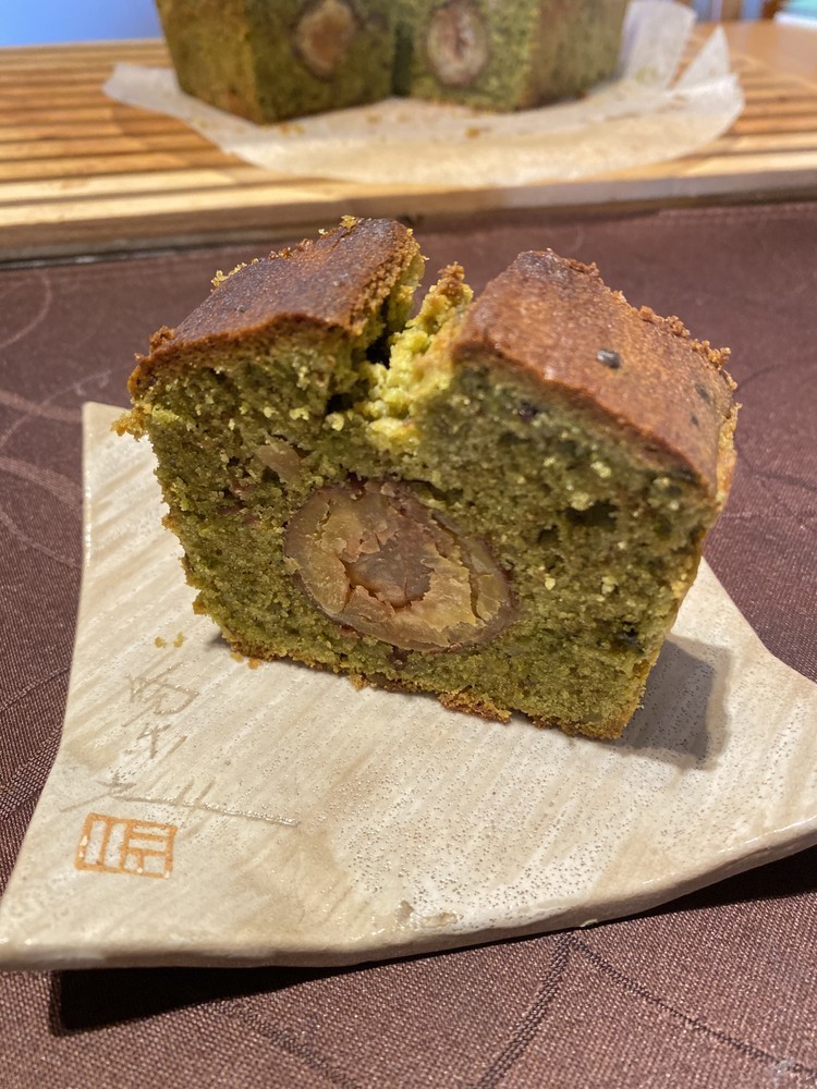 栗と抹茶の米粉のパウンドケーキの画像