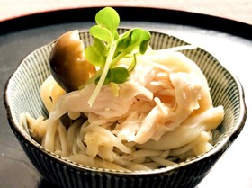 白だしで作る!キノコとささみの和え物