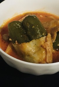 肉巻ピーマンチー詰めin野菜Jスープ