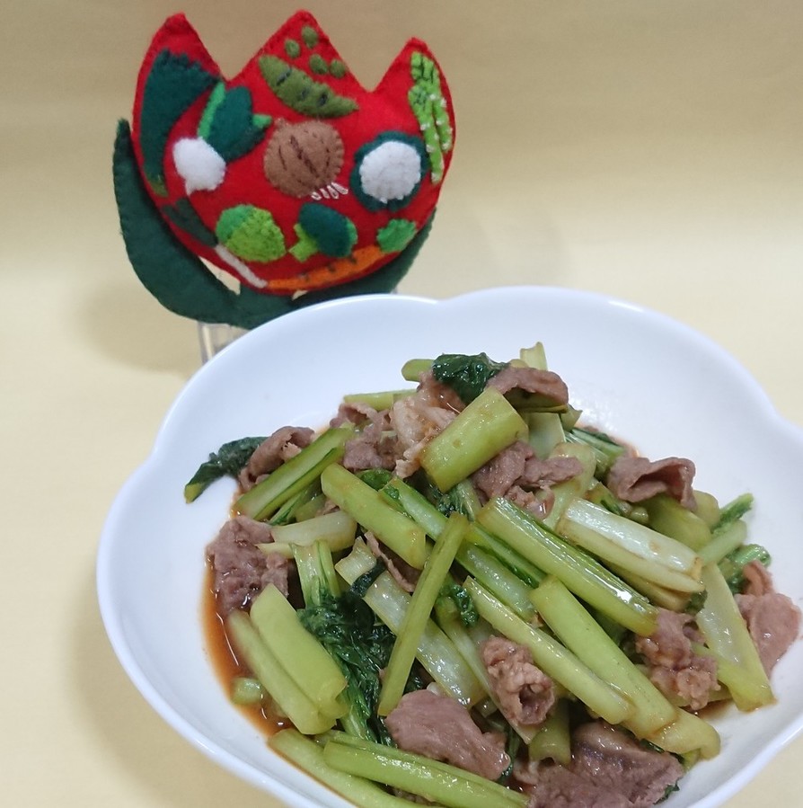 小松菜と豚肉のオイスター炒めの画像