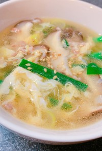 ひき肉入り★ニラ玉中華スープ