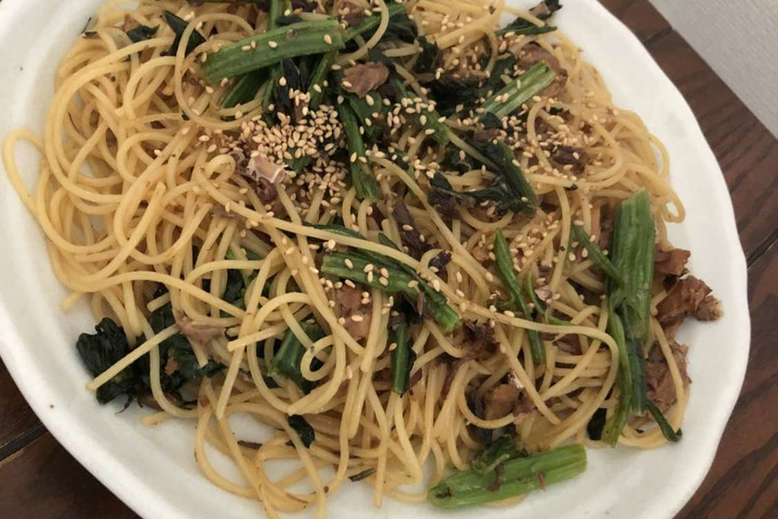 サバ缶醤油味と冷凍ほうれん草の簡単パスタ レシピ 作り方 By クックf0h2qo クックパッド 簡単おいしいみんなのレシピが379万品