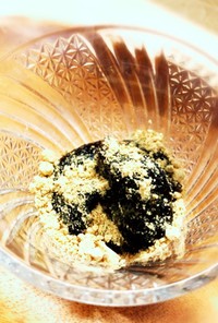 片栗粉でなんちゃって黒豆煮汁でわらび餅