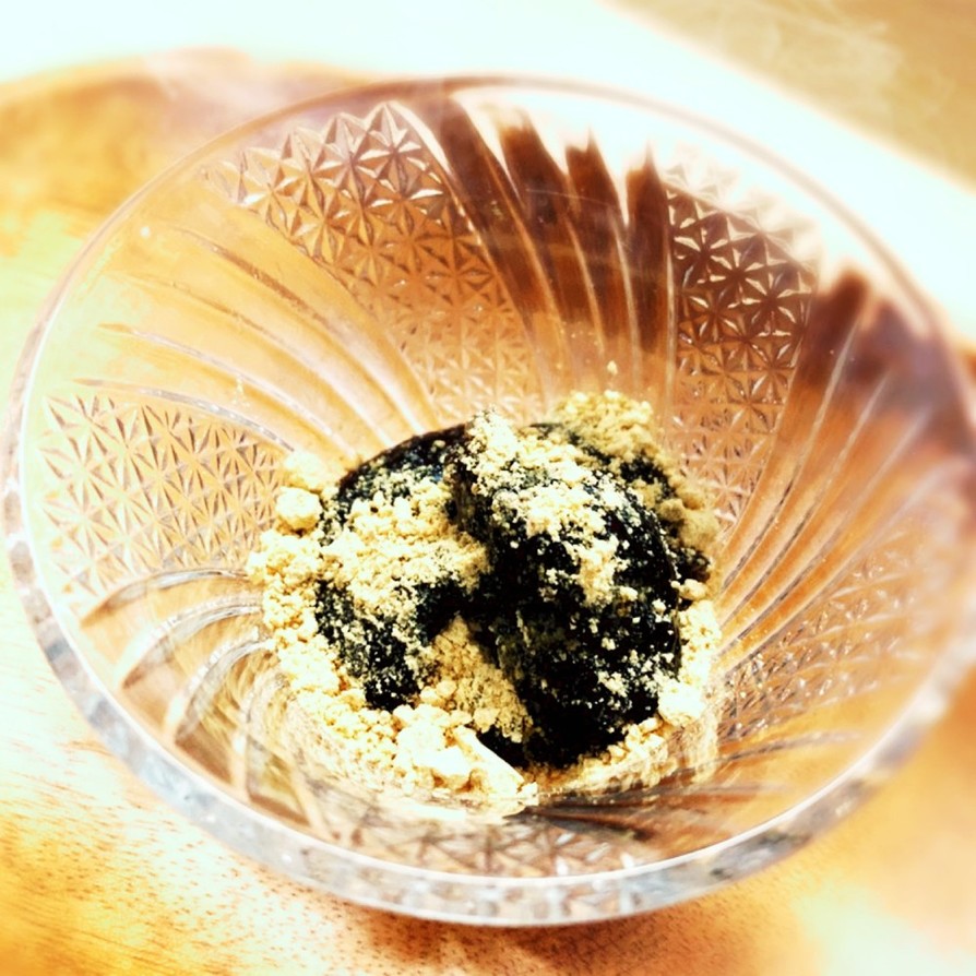 片栗粉でなんちゃって黒豆煮汁でわらび餅の画像