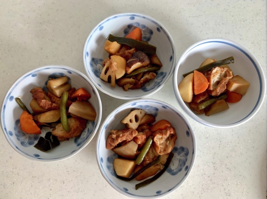 冷凍和風野菜と仙台麩の煮物の画像