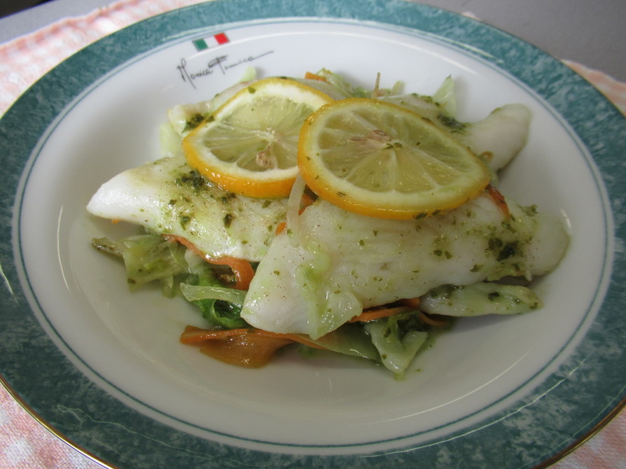 カット野菜で♬白身魚のバジルソース☆の画像