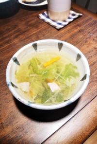 水菜とレタスのあっさり味優しいスープ♡♡