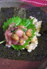 手巻き寿司ネタ～マグロ切り落としと納豆