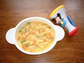 さつまいもとマカロニの離乳食、白味噌仕立て