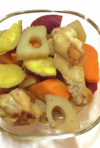 秋の根菜と手羽元の甘酢煮