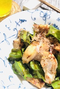 四角豆(うずりん豆)と鳥塩麹炒め
