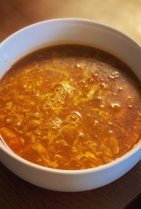 簡単☆トマト缶でかき卵トマトカレースープ