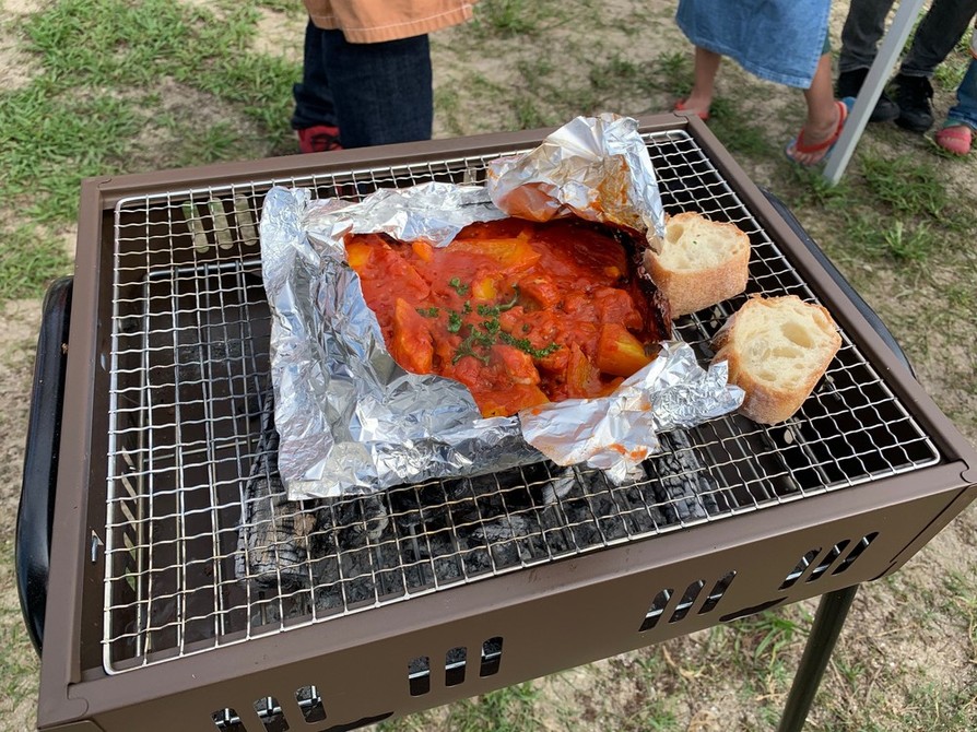 豚ロース肉のアルミホイルトマト煮込みの画像