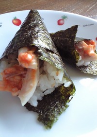焼き魚と辛葱味噌の手巻き寿司