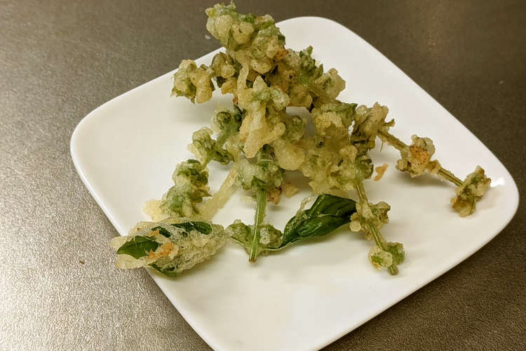 バジルの花の天ぷら レシピ 作り方 By 黒鯛チヌ子 クックパッド 簡単おいしいみんなのレシピが358万品