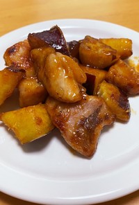 サツマイモと鶏肉の韓国甘辛炒め