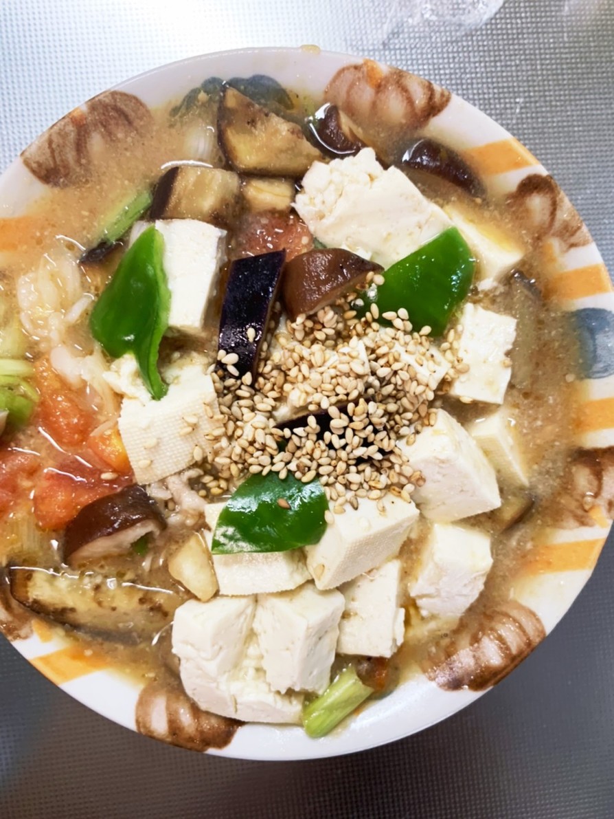 レンジ豚こまトマトと味噌の麻婆豆腐&茄子の画像