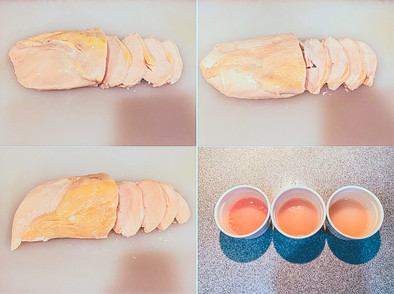 低温調理済の冷凍肉　解凍方法比較実験の写真