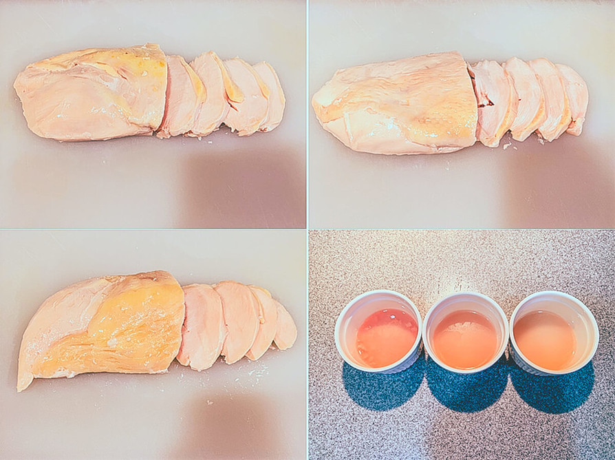 低温調理済の冷凍肉　解凍方法比較実験の画像