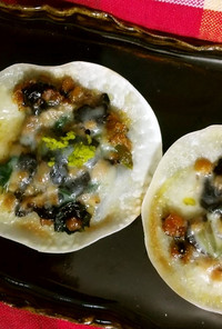 納豆・海苔の佃煮・小松菜の和ピザ