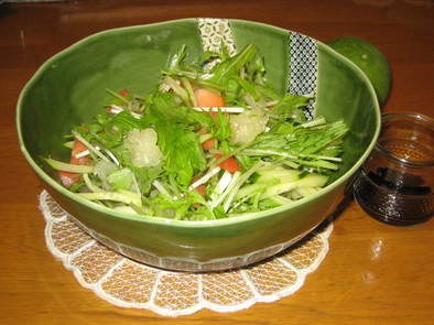 水菜サラダ★かぼすバルサミコ・ドレの写真