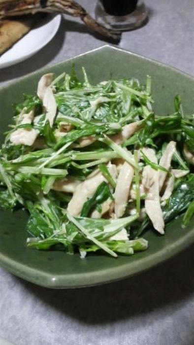 簡単★旨い！鶏ササミと水菜のワサビマヨの写真