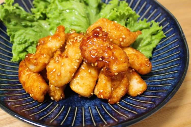 鶏ささみで 簡単 ヤンニョムチキン レシピ 作り方 By クックmeat クックパッド 簡単おいしいみんなのレシピが356万品
