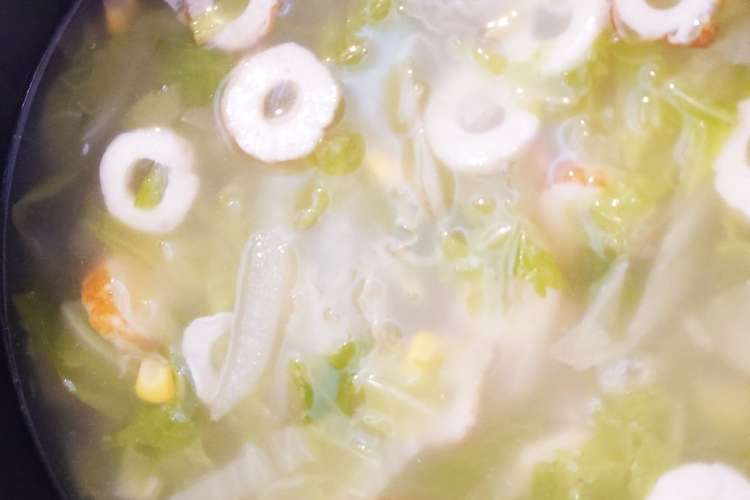 簡単 白菜と竹輪とコーンで中華なスープ レシピ 作り方 By Himhima72 クックパッド 簡単おいしいみんなのレシピが371万品