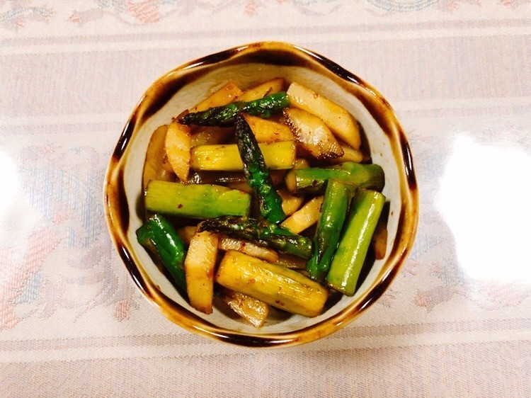簡単！菊芋とアスパラの七味ソース炒めの画像