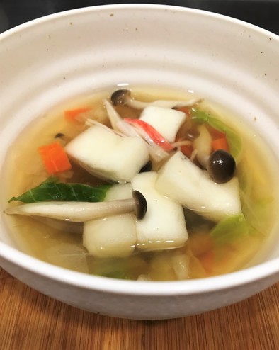 白菜とキノコの和風だしスープ　療養食兼用の写真