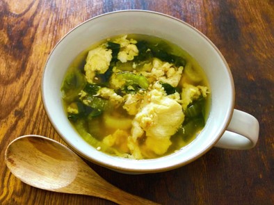チンゲン菜と卵のほっこりスープの写真
