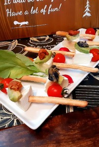 日本食材とカマンベールのグリッシーニ串！