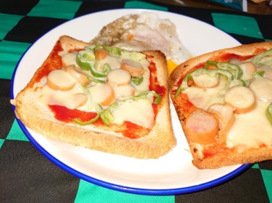 簡単、はしパンで、ピザ風トーストの写真