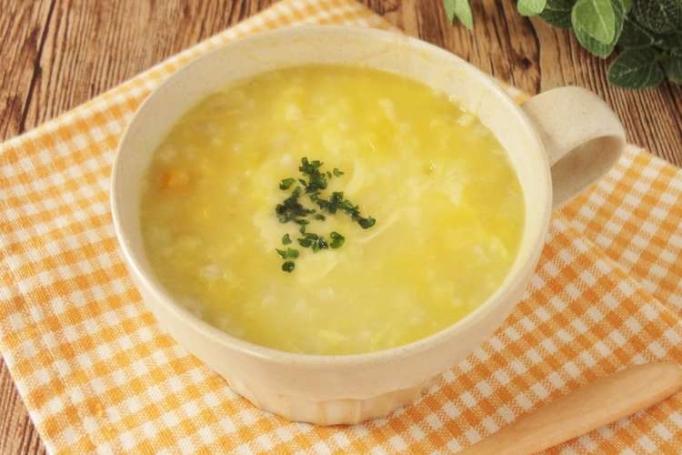 材料4つ レトルトお粥でコンポタリゾット レシピ 作り方 By 140 わんたるママ クックパッド 簡単おいしいみんなのレシピが350万品