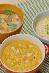 ゆで汁を使って！和洋中スープ３種