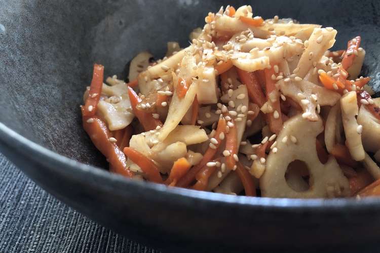 麺つゆだけ れんこんと人参のきんぴら レシピ 作り方 By あおいうみ クックパッド 簡単おいしいみんなのレシピが366万品