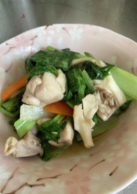 小松菜と舞茸、鶏肉の炒め物