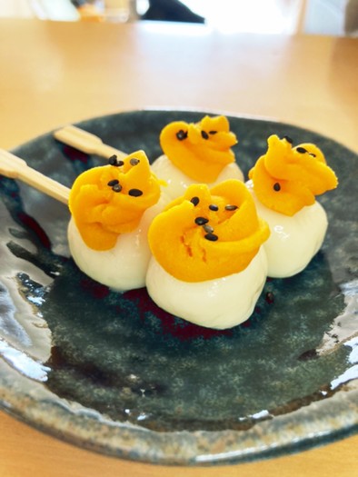 簡単☆かぼちゃ餡と食べる白玉団子の写真