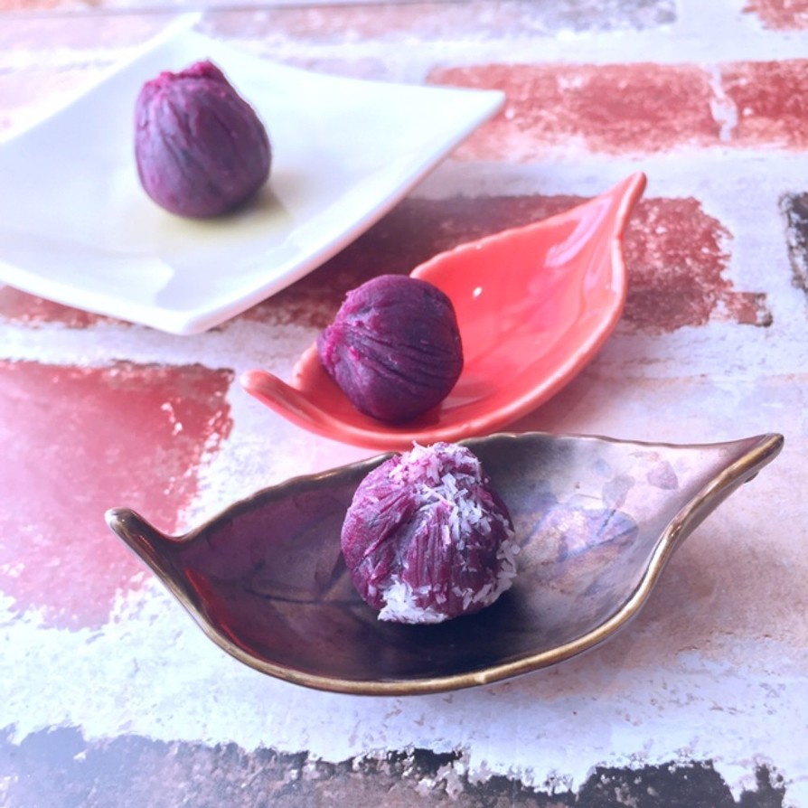 紫芋ココナッツ茶巾 お弁当 箸休めにの画像
