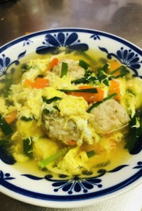 ニラ卵鶏団子スープ