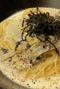 鯖と白菜☆味噌クリームパスタ