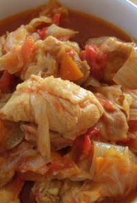 超簡単♪鍋におまかせ鶏トマト　カレー風味