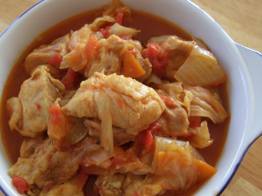 超簡単♪鍋におまかせ鶏トマト　カレー風味の画像