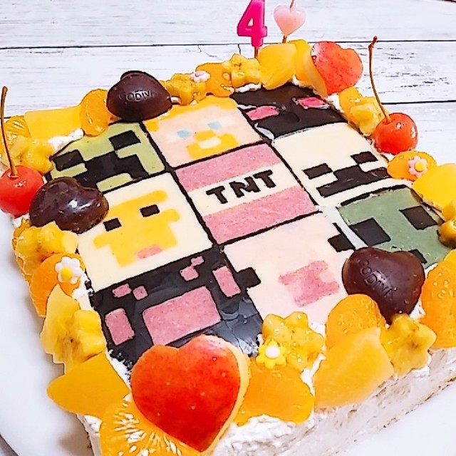 マイクラでお祝い Birthdayケーキ レシピ 作り方 By ひぃらぃ クックパッド