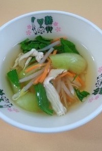 柏のチンゲン菜スープ【柏市学校給食】